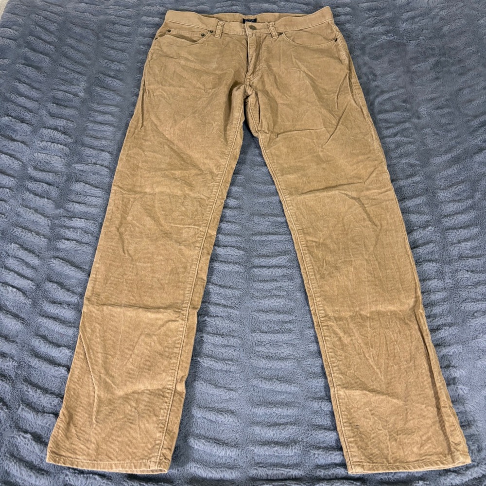 J.Crew Flex Straight Leg Corduroy Pants Mens 31x32 Tan Khaki Brown AR964